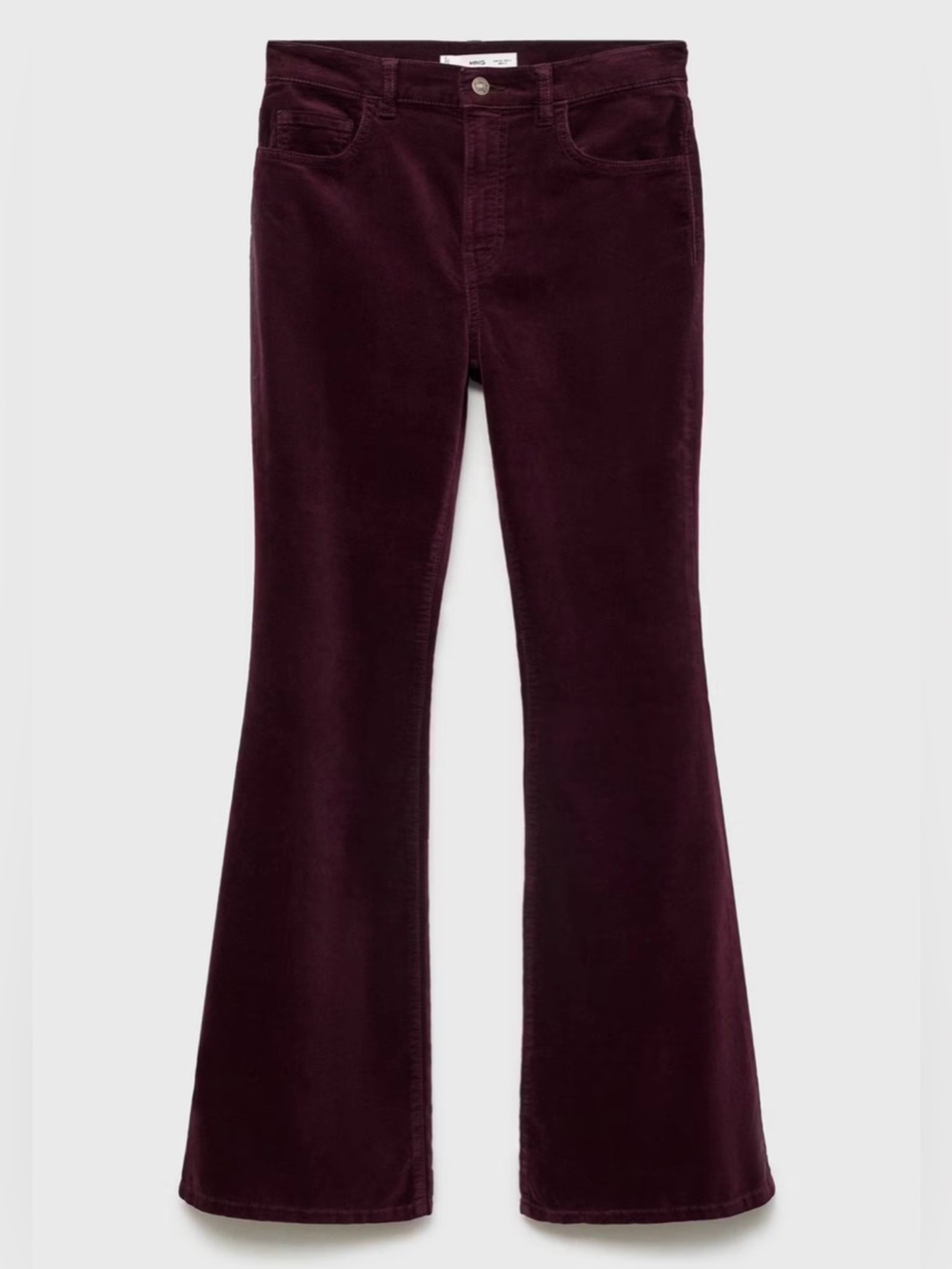 MANGO Violeta Flared Corduroy Burgundy Velvet Pants Size 4